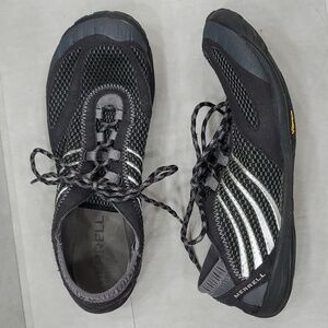 Merrell Pace Glove barefoot running shoes women's sz 9 black mesh Vibram sole